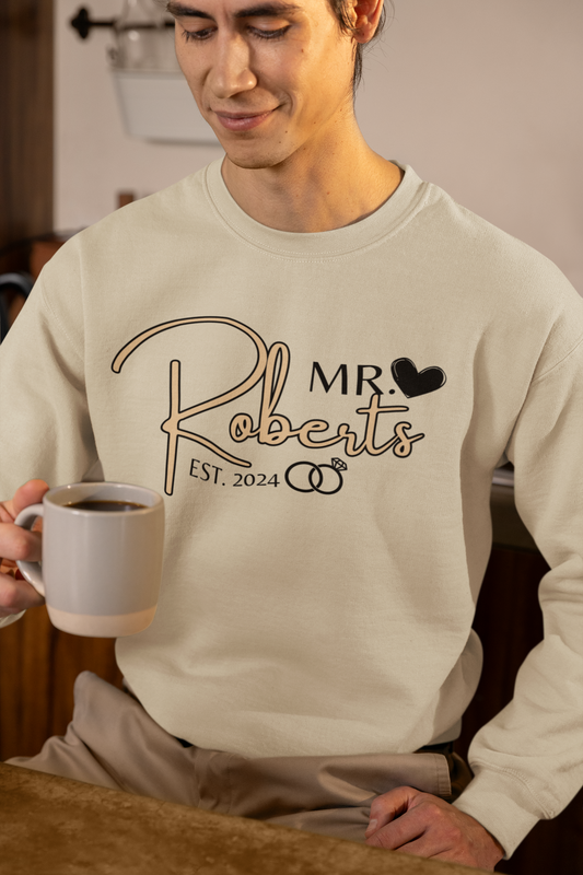 Husband Sweatshirt (CUSTOMIZED with the last name and wedding date)